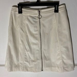 White/cream corduroy zip-up skirt
